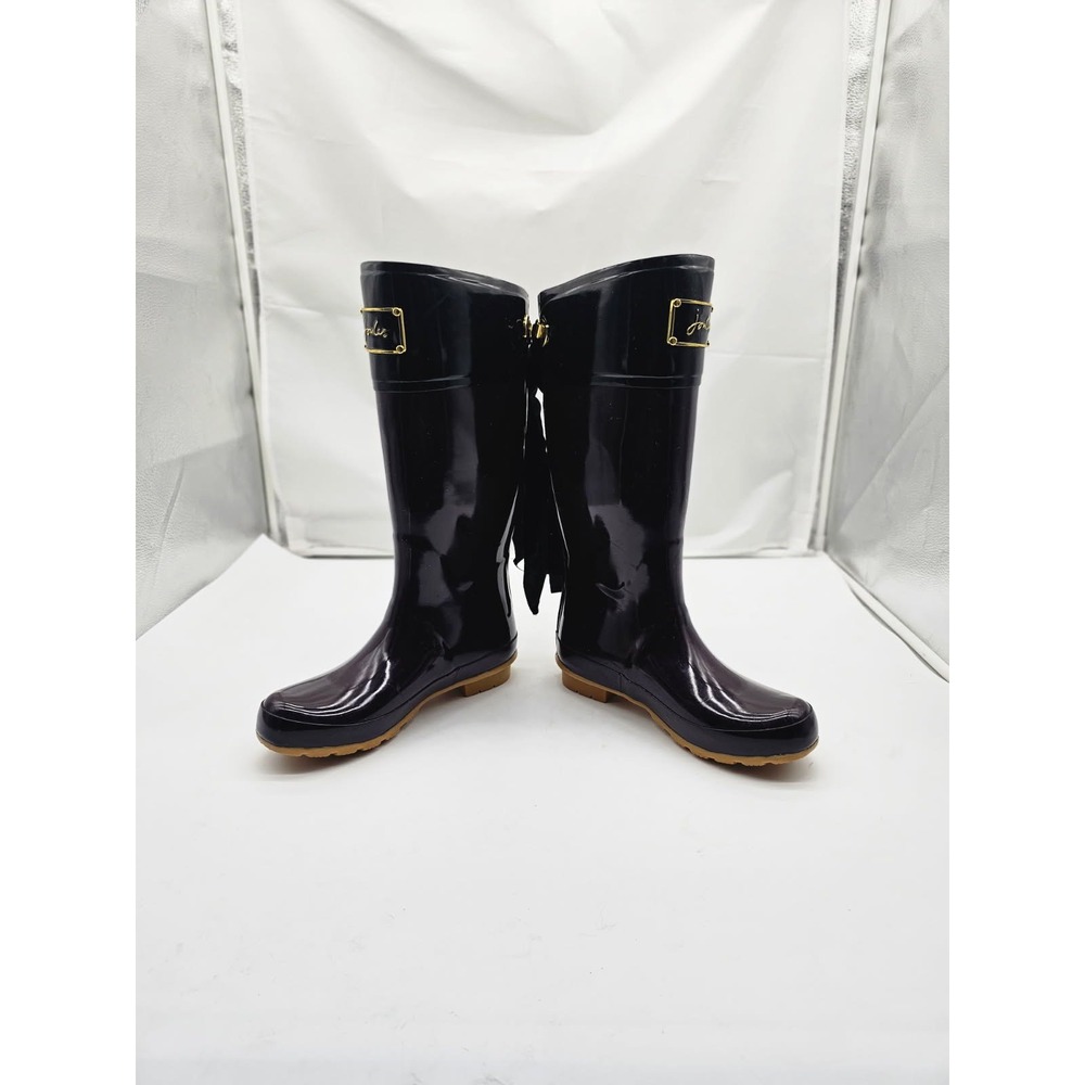 Joules Evedon Rain Boots Women Size 7 Purple Good Glossy Ribbon Back JOU300-01 - Picture 2 of 10